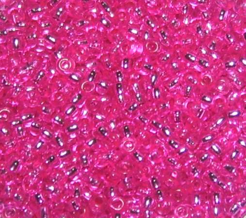 Rocailles 2mm mit Silbereinzug pink