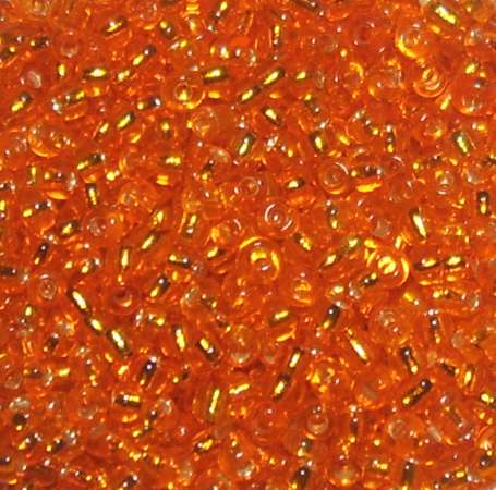 Rocailles 2mm mit Silbereinzug orange