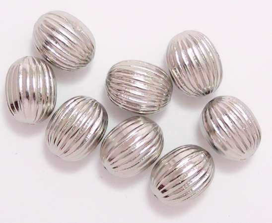 Rillenperle Olive 10x13mm silber