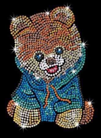 Sequin-Art Original Paillettenbild Teddy Hund 1710