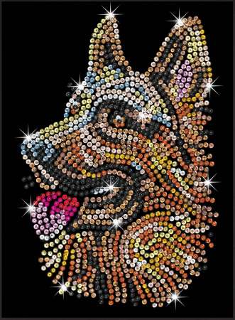 Sequin-Art Original Paillettenbild Deutscher Schäferhund 1807