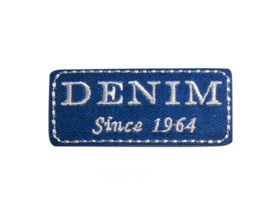 Stickmotiv "Denim" ca. 6x2,5 cm - royalblau