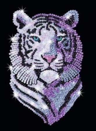 Sequin-Art Original Paillettenbilder Schnee Tiger 1217