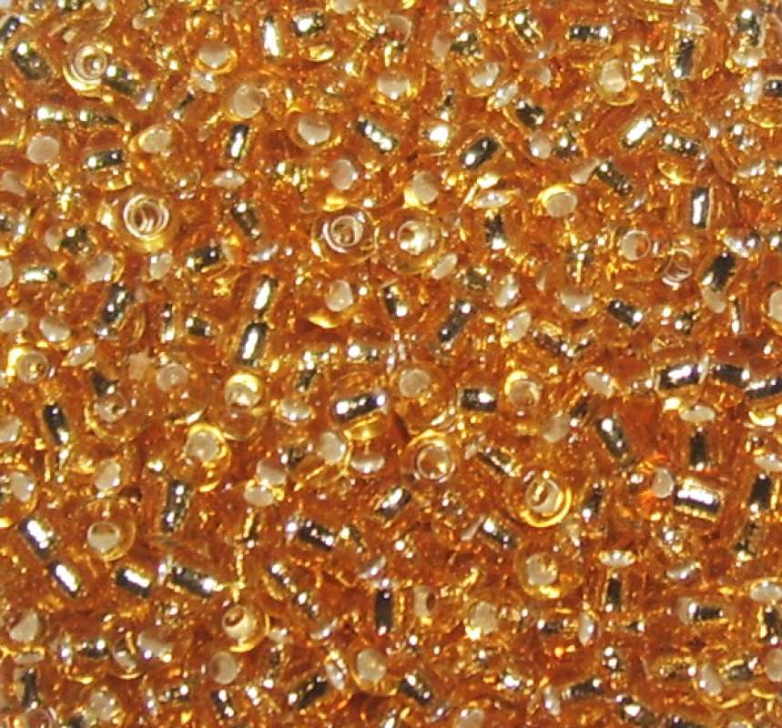 Rocailles 2mm mit Silbereinzug gold