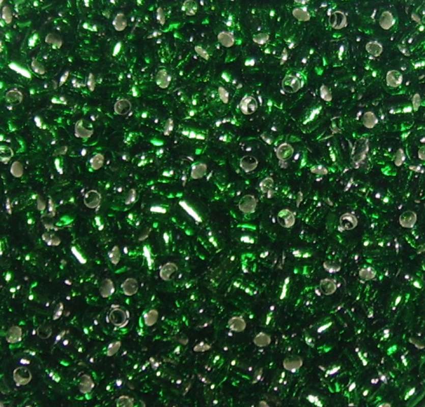 Rocailles 2mm mit Silbereinzug grün
