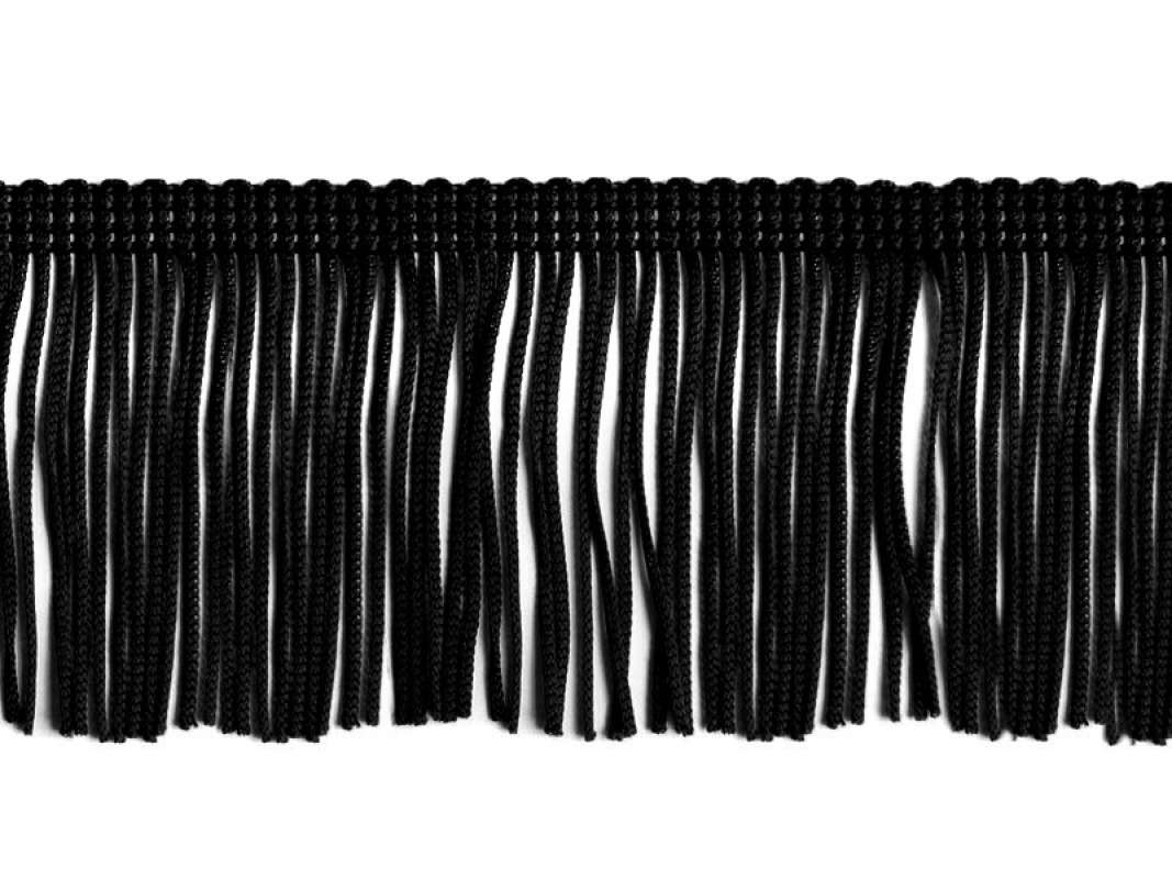 26  schwarz - offene Kunstseiden-Franse 5cm