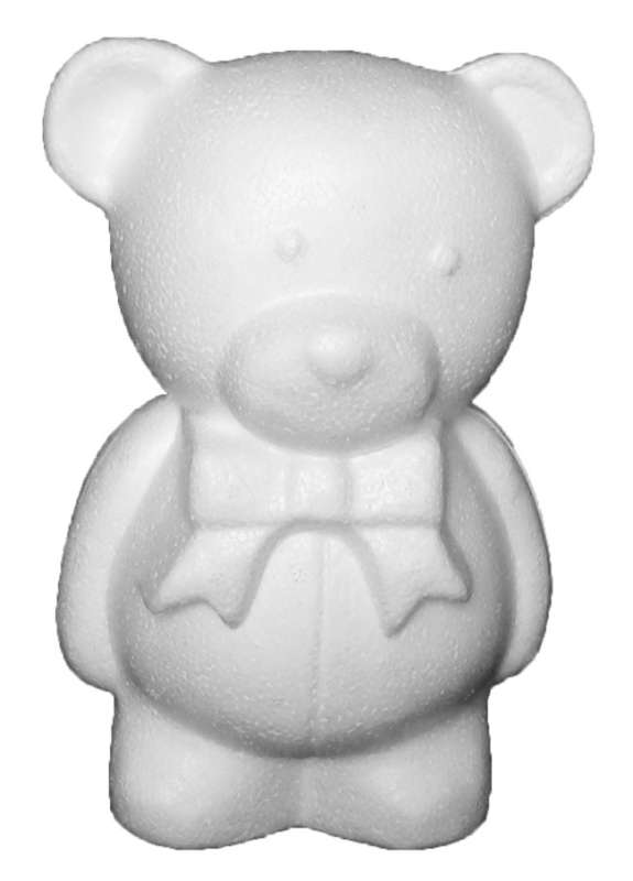 Styropor Figur Bär mit Schleife 20cm