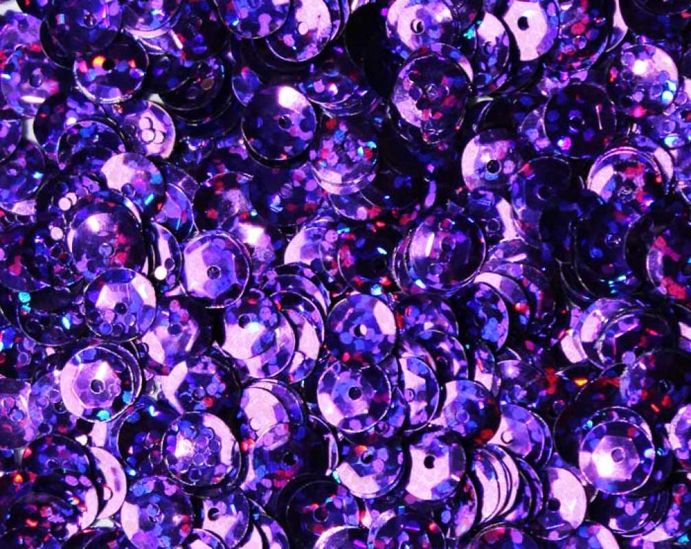Pailletten 6mm gewölbt violett hologramm, 6g Dose